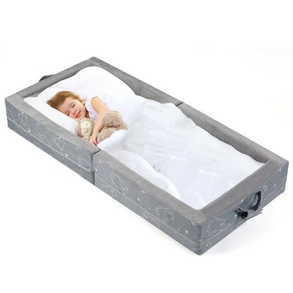 Travel-Friendly Foldable Toddler Beds OEM Soft Foam Floor Crib with Washable Cover and Safety Rails