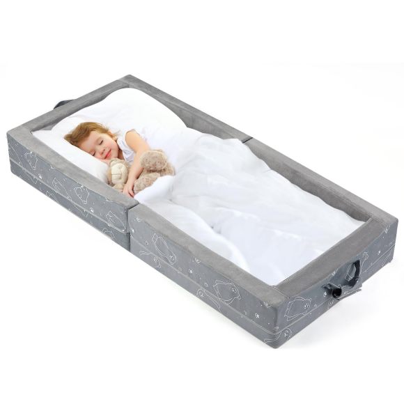 Travel-Friendly Foldable Toddler Bed OEM Soft Foam Floor Crib with Washable Cover and Safety Rails