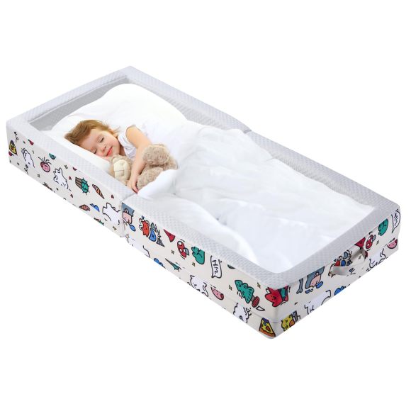 Portable & Foldable Toddler Travel Bed OEM Soft Foam Floor Mattress with Washable Cover and Safety Rails