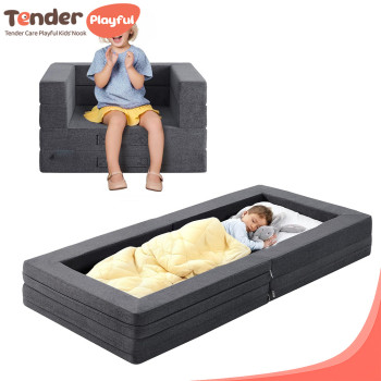 Professional Custom 3-in-1 Convertible Toddler Travel Bed Portable Foam Floor Sofa