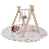 Montessori Wooden Baby Play Gym OEM Reversible Washable Mat with Hanging Toys for Newborns