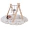 Montessori Wooden Baby Play Gym OEM Reversible Washable Mat with Hanging Toys for Newborns