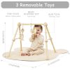 4-in-1 Wooden Baby Play Gym and Activity Mat OEM Soft Cotton Tummy Time Mat with Detachable Toys for Sensory Development