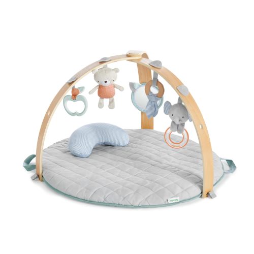Professional Custom Cozy Spot Reversible Duvet Baby Play Gym with Wooden Toy Bar for Newborns and Up