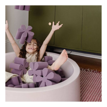 Premium Purple Foam Ball Pit Set with Petal-Shaped Soft Blocks for Kids Home Play Area