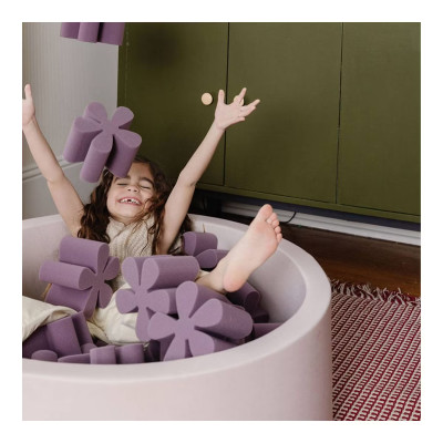 Premium Purple Foam Ball Pit Set with Petal-Shaped Soft Blocks for Kids Home Play Area