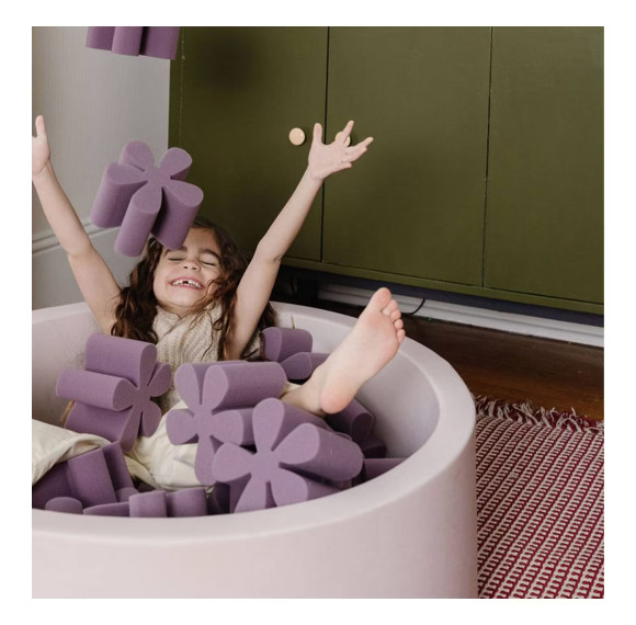 Premium Purple Foam Ball Pit Set with Petal-Shaped Soft Blocks for Kids Home Play Area