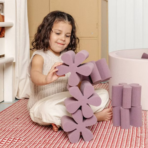 Premium Purple Foam Ball Pit Set with Petal-Shaped Soft Blocks for Kids Home Play Area