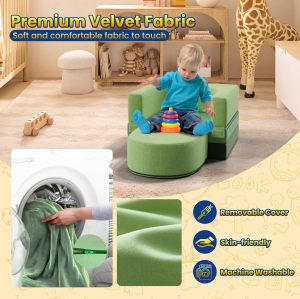 OEM Green Children Foam Couch Kids Moudular Sofa Set for Playroom and Home Use