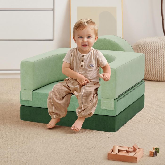 OEM Green Foam Couch Kids Moudular Sofa Set for Playroom and Home Use