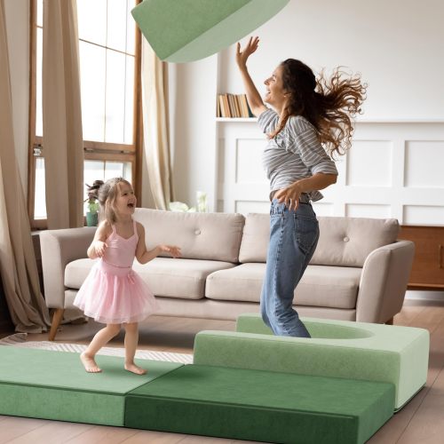 OEM Green Children Foam Couch Kids Moudular Sofa Set for Playroom and Home Use
