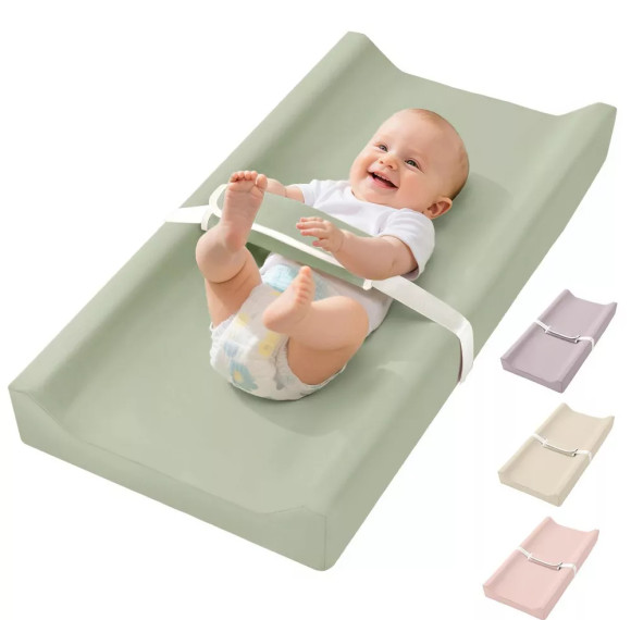 Custom Mini Baby Waterproof PU Foam Portable Baby Changing Pad with Safety Strap