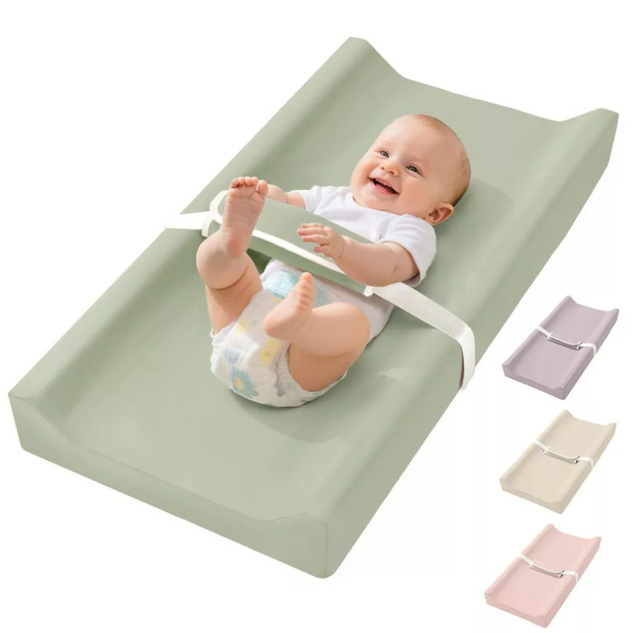 Custom Mini Baby Waterproof PU Foam Portable Baby Changing Pad with Safety Strap