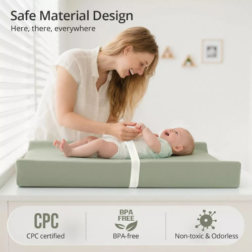 Custom Mini Baby Waterproof PU Foam Portable Baby Changing Pad with Safety Strap