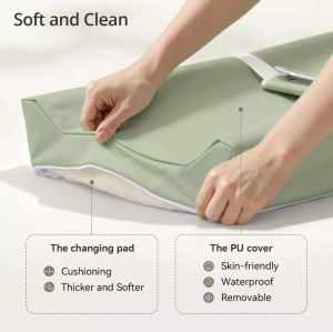 Custom Mini Baby Waterproof PU Foam Portable Baby Changing Pad with Safety Strap