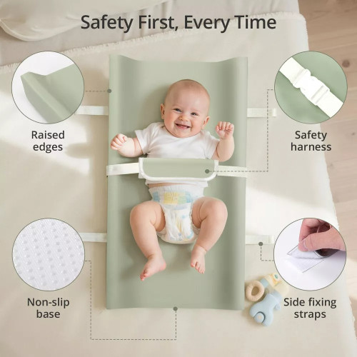 Custom Mini Baby Waterproof PU Foam Portable Baby Changing Pad with Safety Strap