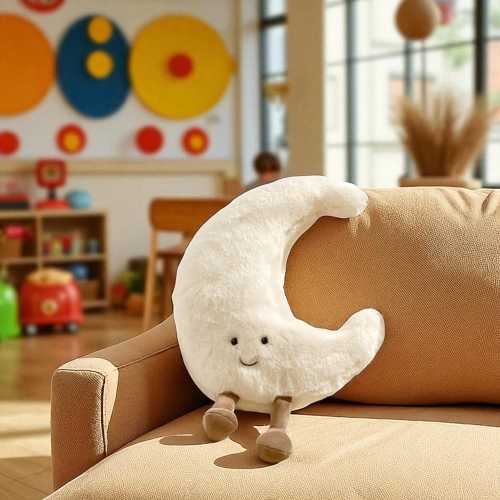 Factory OEM Custom Moon and Sun Plush Pillow Soft Celestial Nursery Decor Pillow