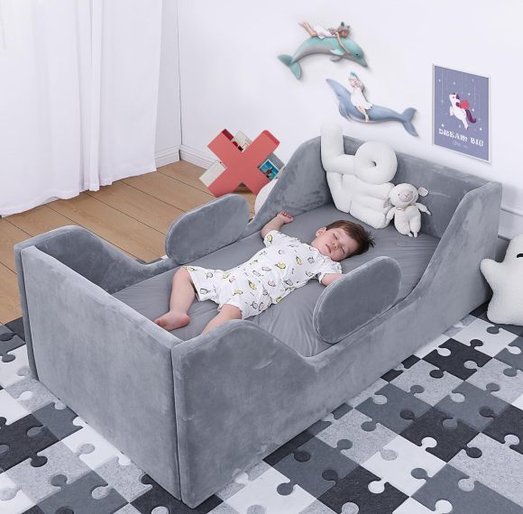 Custom Toddler Floor Bed Compressed Foam with Safety Board Premium Foam Crib