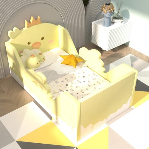 Custom Toddler Floor Bed Compressed Foam with Safety Board Premium Fabric Crib for Kids