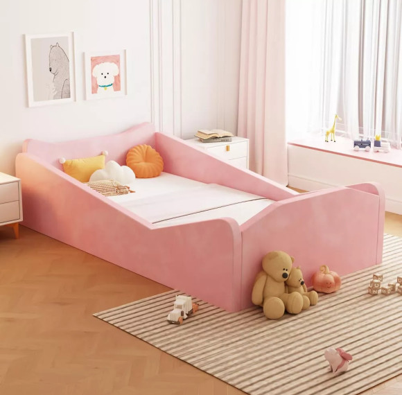 OEM Custom Toddler Floor Bed Compressed Foam with Safety Board Premium Fabric Crib