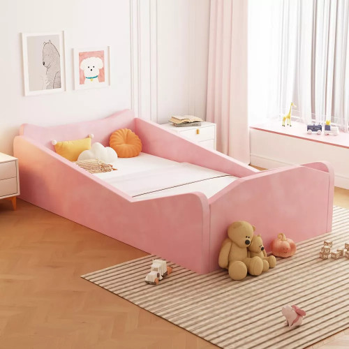 OEM Custom Toddler Floor Bed Compressed Foam with Safety Board Premium Fabric Crib