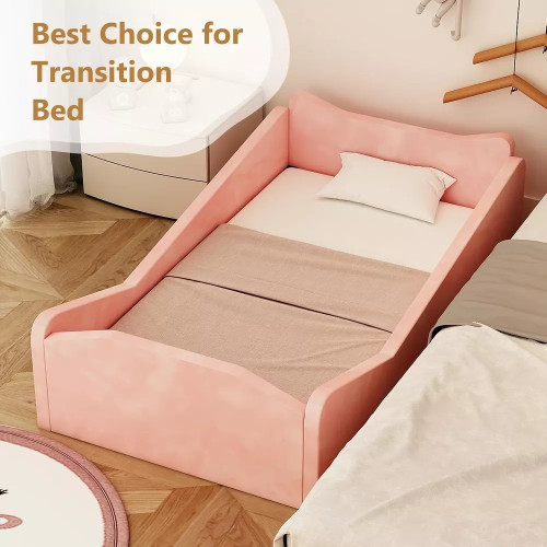 OEM Custom Toddler Floor Bed Compressed Foam with Safety Board Premium Fabric Crib