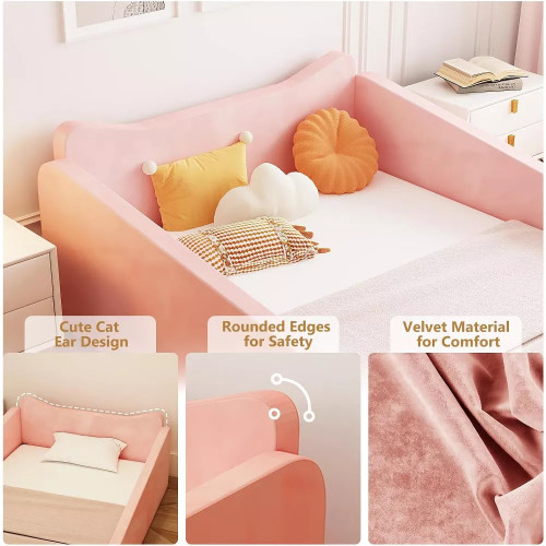 OEM Custom Toddler Floor Bed Compressed Foam with Safety Board Premium Fabric Crib