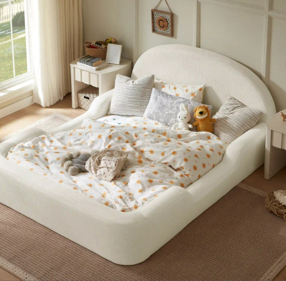 Custom Toddler Floor Bed Compressed Foam with Safety Board Premium Fabric Crib