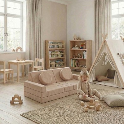 OEM 10 PCS Children Foam Couch Kids Moudular Sofa Set for Playroom and Home Use