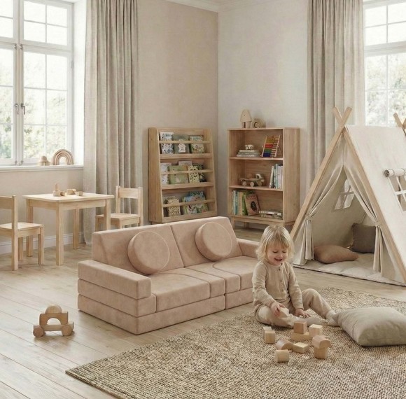 OEM 10 PCS Children Foam Couch Kids Moudular Sofa Set for Playroom and Home Use