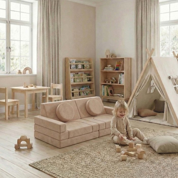 OEM 10 PCS Children Foam Couch Kids Moudular Sofa Set for Playroom and Home Use