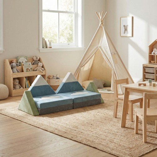 Customizable Modular Play Couch Sofa Bed with Soft Foam Lounging Pads for Kids