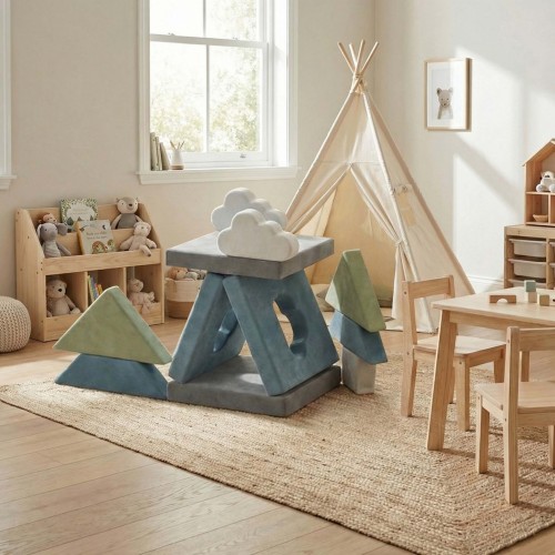 Customizable Modular Play Couch Sofa Bed with Soft Foam Lounging Pads for Kids