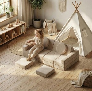 OEM 18 PCS Children Foam Couch Kids Moudular Sofa Set for Playroom and Home Use