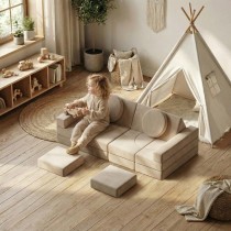 OEM 18 PCS Children Foam Couch Kids Moudular Sofa Set for Playroom and Home Use