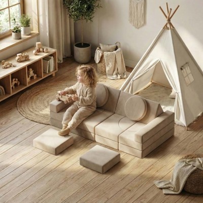 OEM 18 PCS Children Foam Couch Kids Moudular Sofa Set for Playroom and Home Use