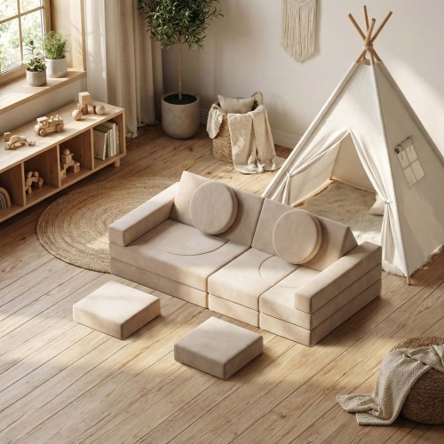 OEM 18 PCS Children Foam Couch Kids Moudular Sofa Set for Playroom and Home Use