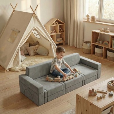 Custom OEM 22 PCS Children Foam Couch Kids Moudular Sofa Set for Playroom and Home Use