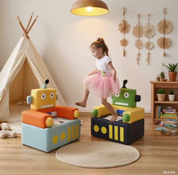 Professional Manufacturer Robot Shaped Folding Kids Sofa Soft Foam Couch for Playroom