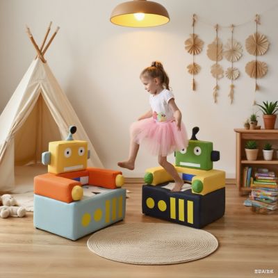 Professional Manufacturer Robot Shaped Folding Kids Sofa Soft Foam Couch for Playroom