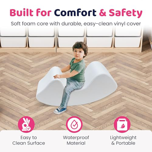 Custom Factory White Kids Rocking Chair Soft Foam Seat for Indoor Play