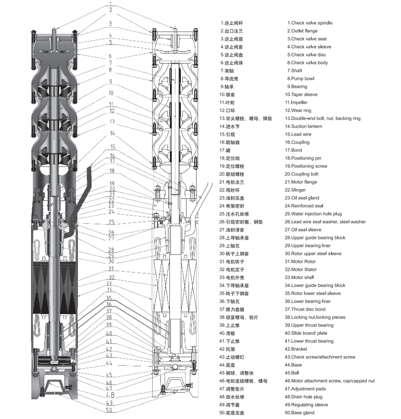 Multi-stage pump structure diagram