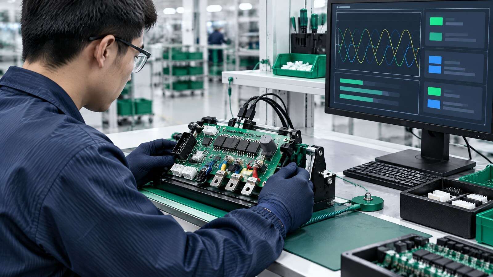 Brushless motor controller PCB with connector identification and firmware traceability record