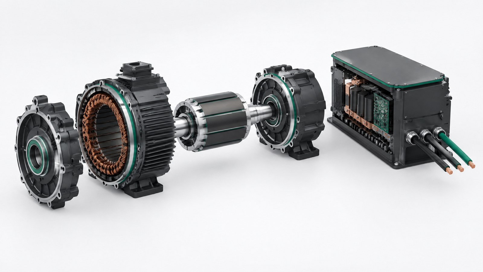 Diagram of an AC brushless permanent-magnet synchronous motor and inverter drive architecture