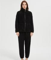 OEM Women's 2 Pcs Fluffy Pajamas Set  | Velveteen Warm Zipper Sleepwear Loungewear