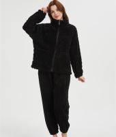 OEM Women's 2 Pcs Fluffy Pajamas Set  | Velveteen Warm Zipper Sleepwear Loungewear