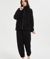 OEM Women's 2 Pcs Fluffy Pajamas Set  | Velveteen Warm Zipper Sleepwear Loungewear
