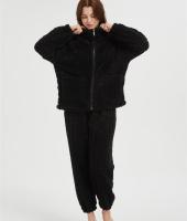OEM Women's 2 Pcs Fluffy Pajamas Set  | Velveteen Warm Zipper Sleepwear Loungewear