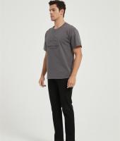 Custom 100% Cotton Men's Sports Short-sleeved T-shirt | Solid Color With Foam Printing Pattern