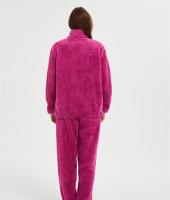 OEM Women's 2 Pcs Fluffy Pajamas Set  | Custom Velveteen Warm Zipper Sleepwear Loungewear